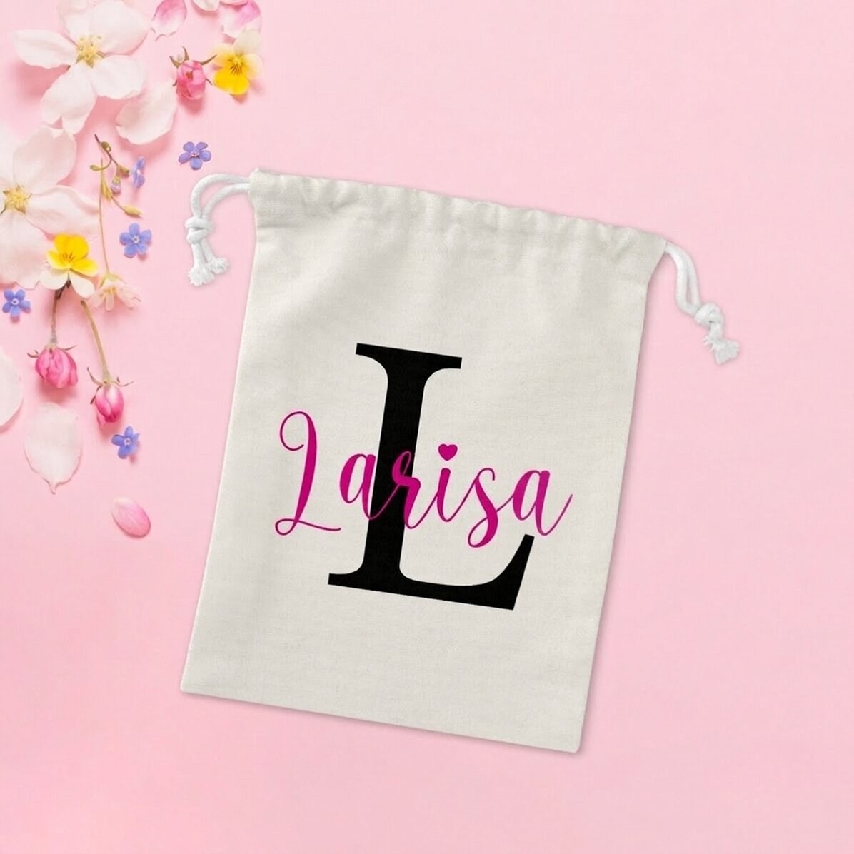 Kleiner Geschenksack, personalisiert mit Namen und Initiale