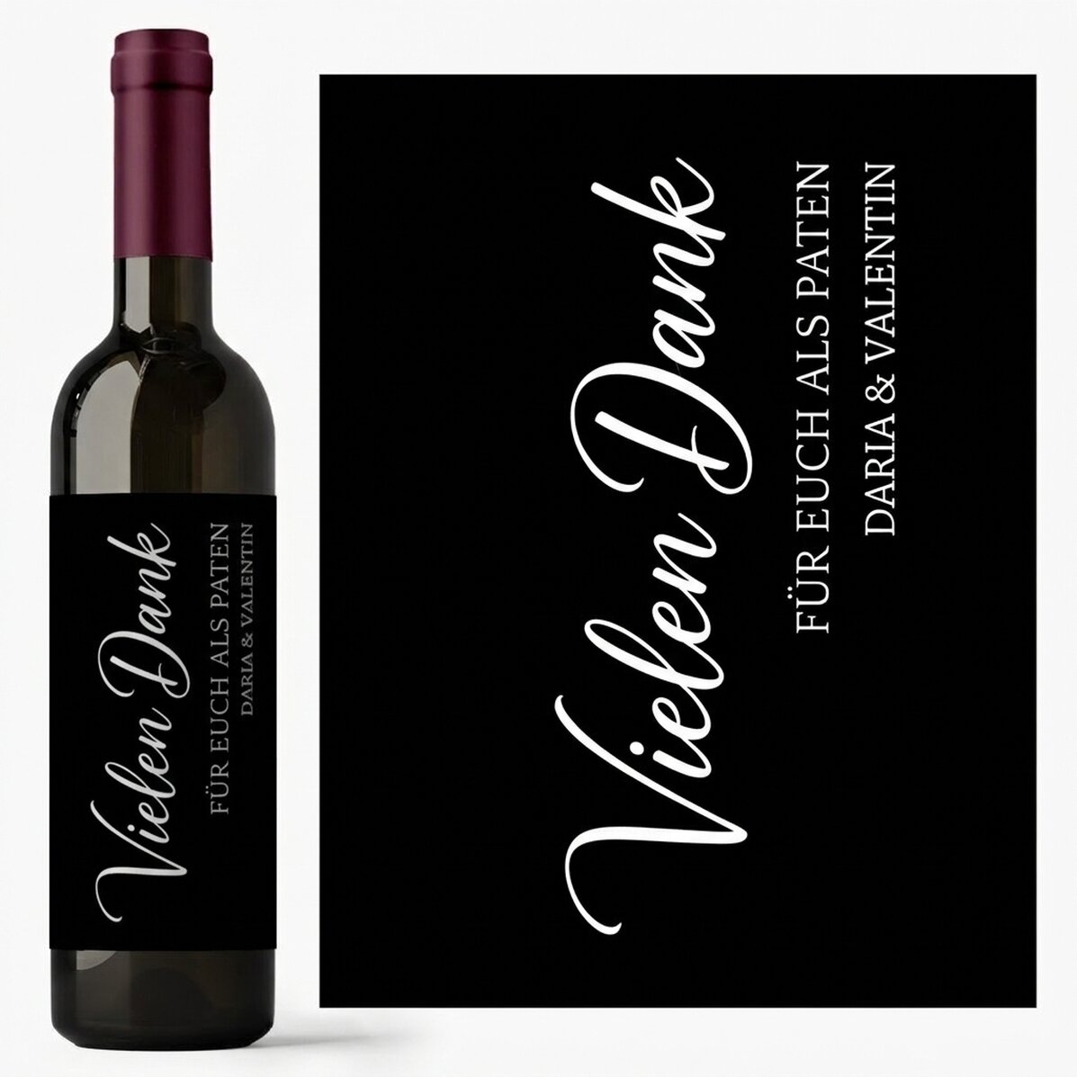 Wein mit persönlicher Botschaft – Thank you!