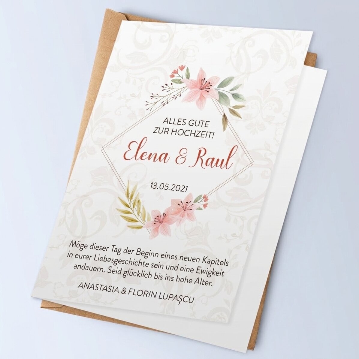 Personalisierte Grußkarte mit Text – „Casa de piatra“