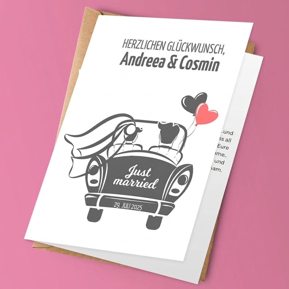 Personalisierte Grußkarte mit Text – Just married