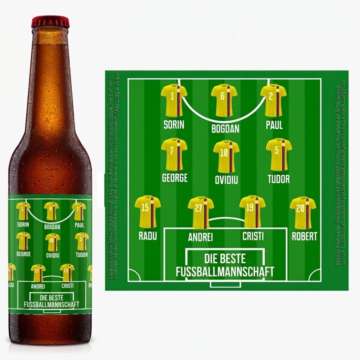 Bier mit individueller Beschriftung – Fußballmannschaft