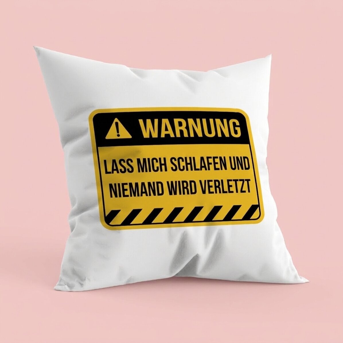 Personalisiertes Kissen mit Text – Warnhinweis