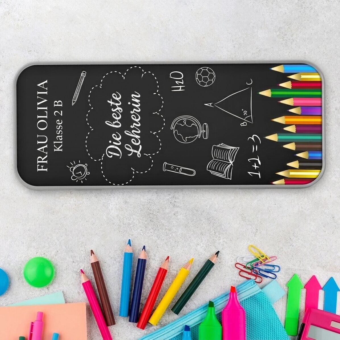 Personalisiertes Federmäppchen mit Aufdruck – „Best teacher“