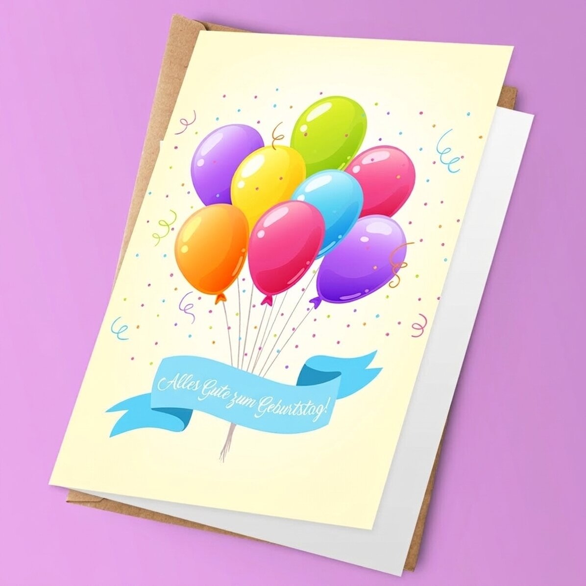 Personalisierte Grußkarte – Bunte Luftballons