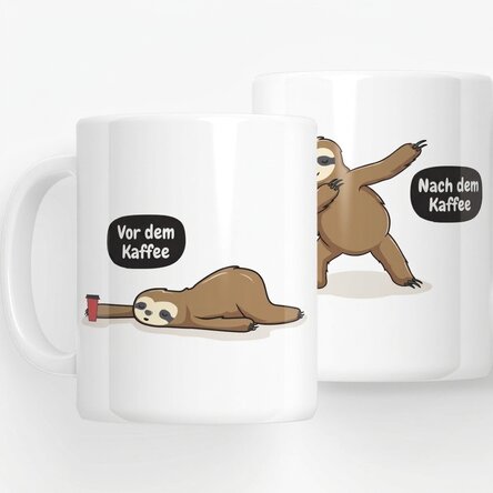 Personalisierte Tasse – Vor und nach dem Kaffee