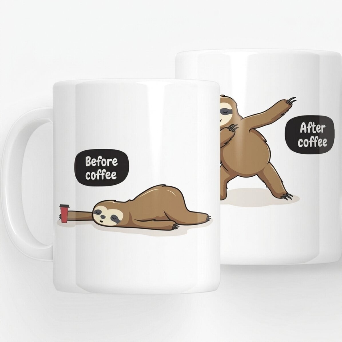 Personalisierte Tasse – Vor und nach dem Kaffee
