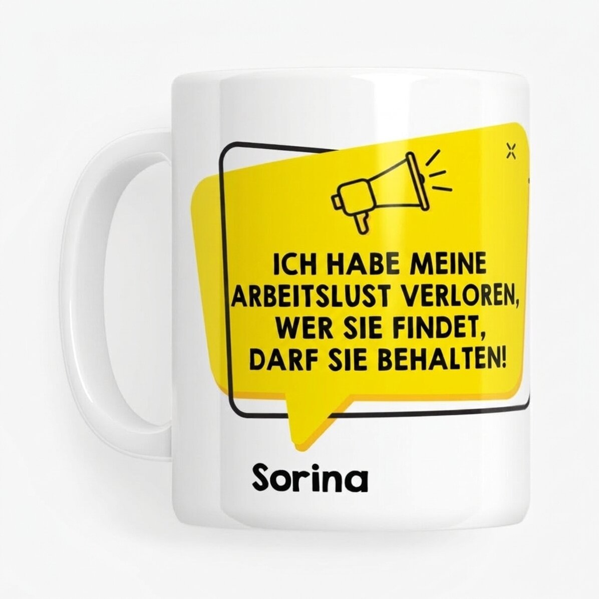 Personalisierte Tasse mit Text – Anzeige