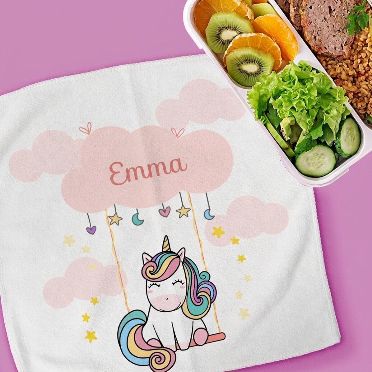 Personalisiertes Handtuch mit Aufdruck für Kinder – Cute Unicorn