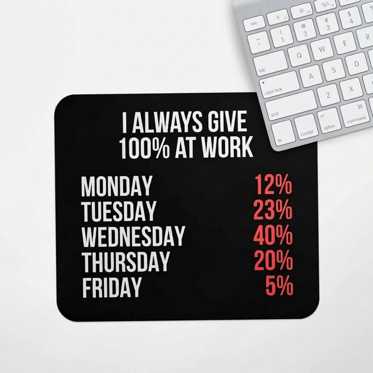 Individuell gestaltetes Mauspad mit Text – 100 % at work