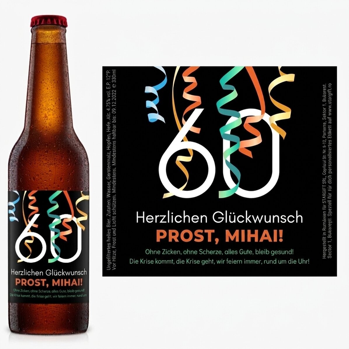 Bier mit individueller Aufschrift – Prost