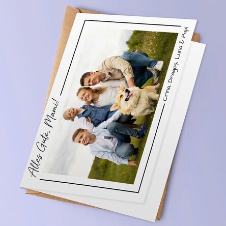 Personalisierte Grußkarte mit einem Querformat-Foto und Text