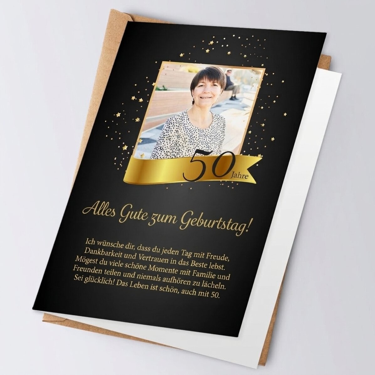 Personalisierte Grußkarte mit Foto und Botschaft – It