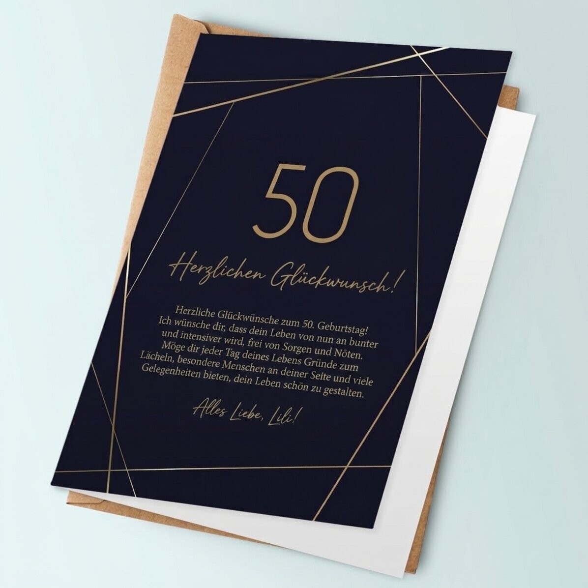 Personalisierte Grußkarte mit Text – Golden 50