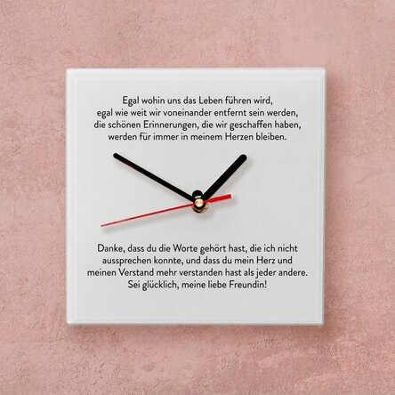 Personalisierte quadratische Uhr mit Botschaft