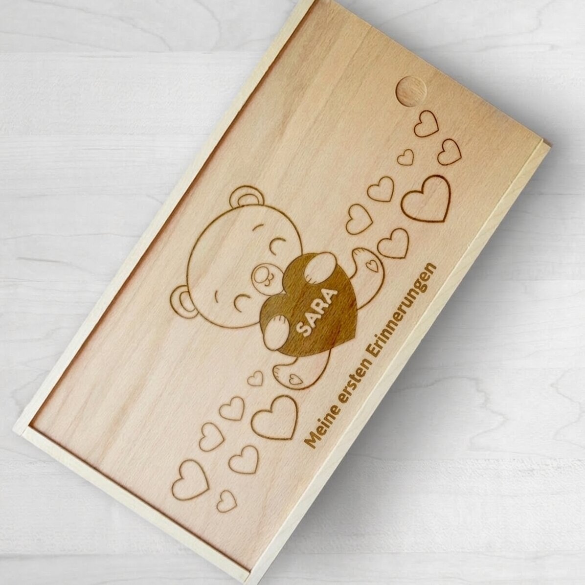 Personalisierte Geschenkbox aus Holz – Meine ersten Erinnerungen