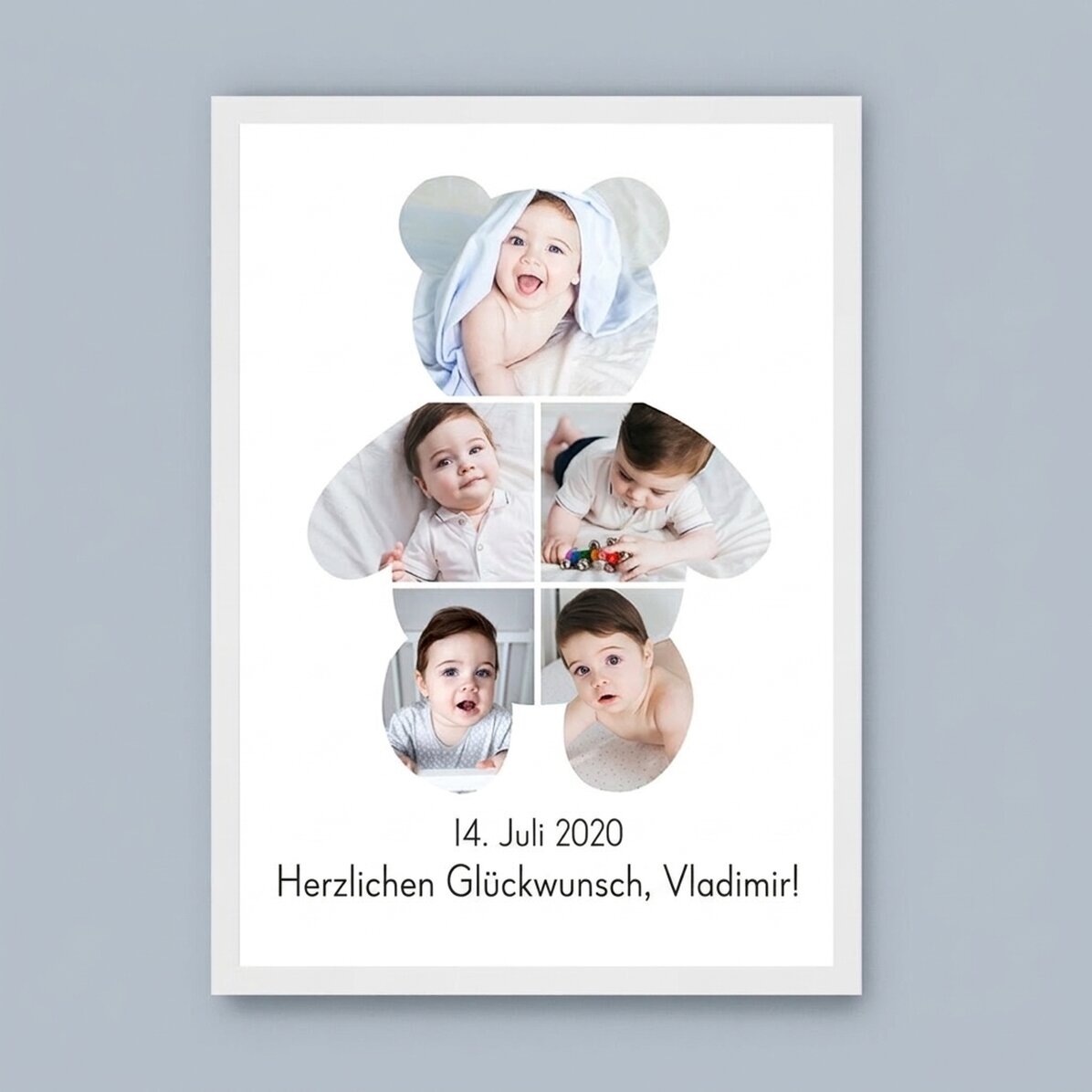 Individuell gestaltetes Bild mit Text und 5 Fotos – Teddybär