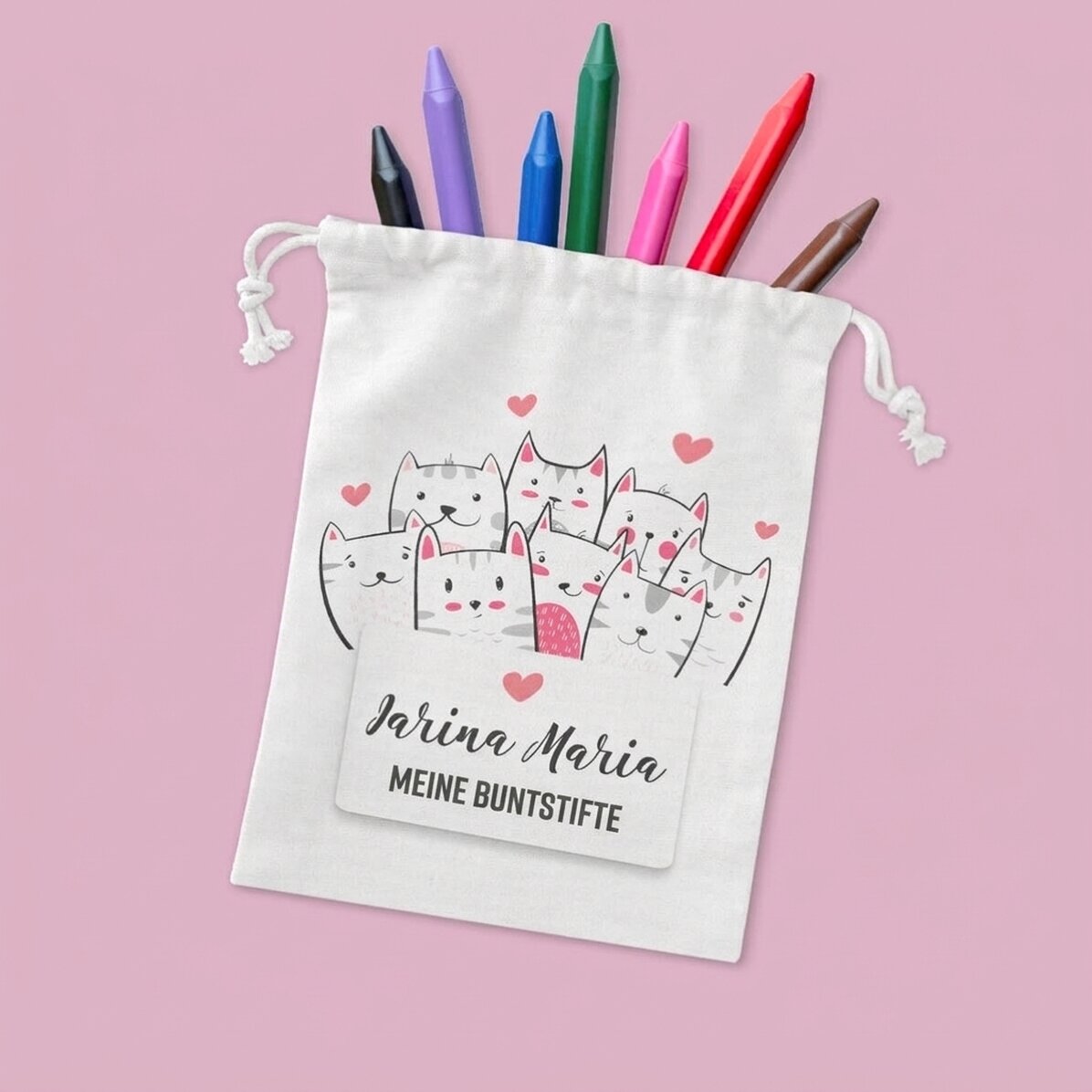 Kleiner, individuell gestalteter Beutel mit Aufdruck – Kitty