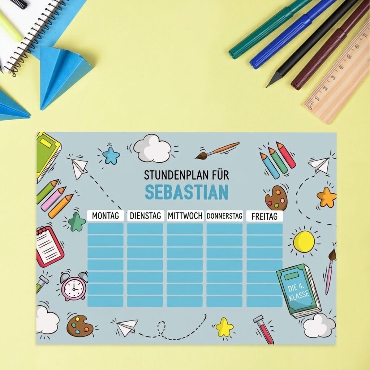 Individueller Stundenplan mit Text – Schule