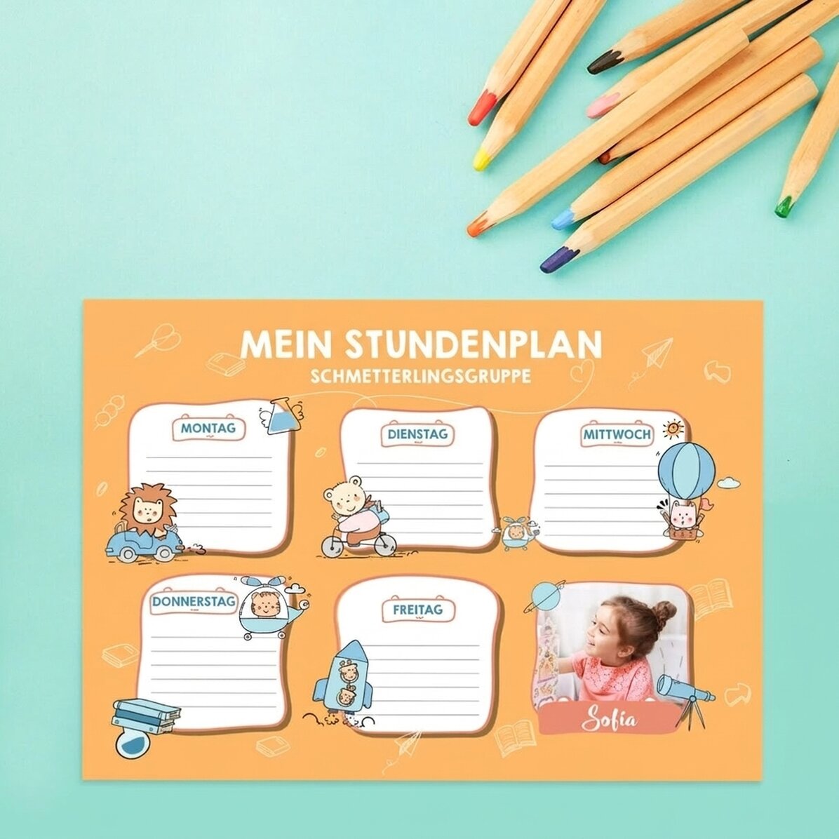 Individuell gestalteter Stundenplan mit Foto und Text – Little ones