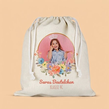 Personalisierte Kindergartentasche mit Text und Foto – Flowers
