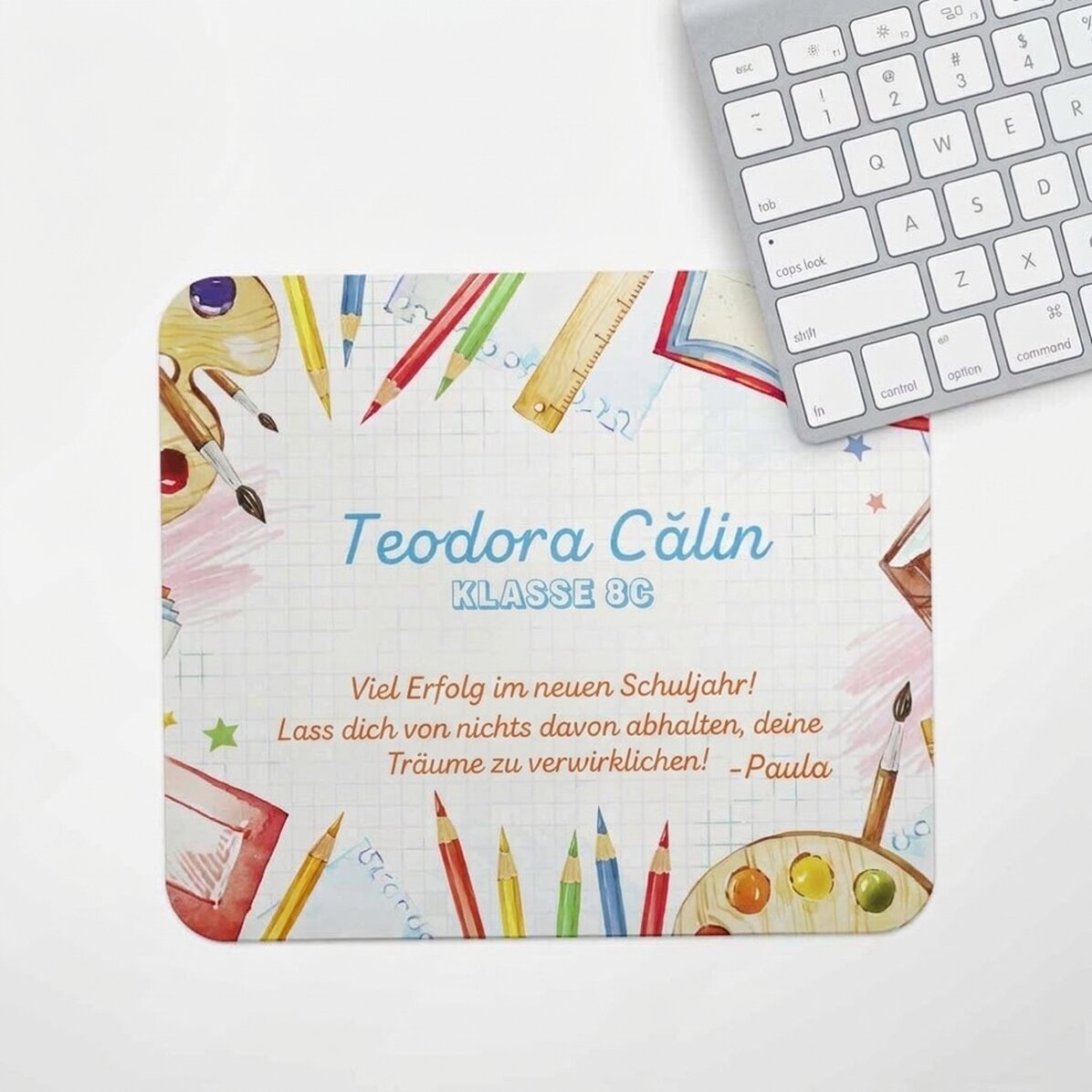 Individuell gestaltetes Mauspad mit Text – Back to School