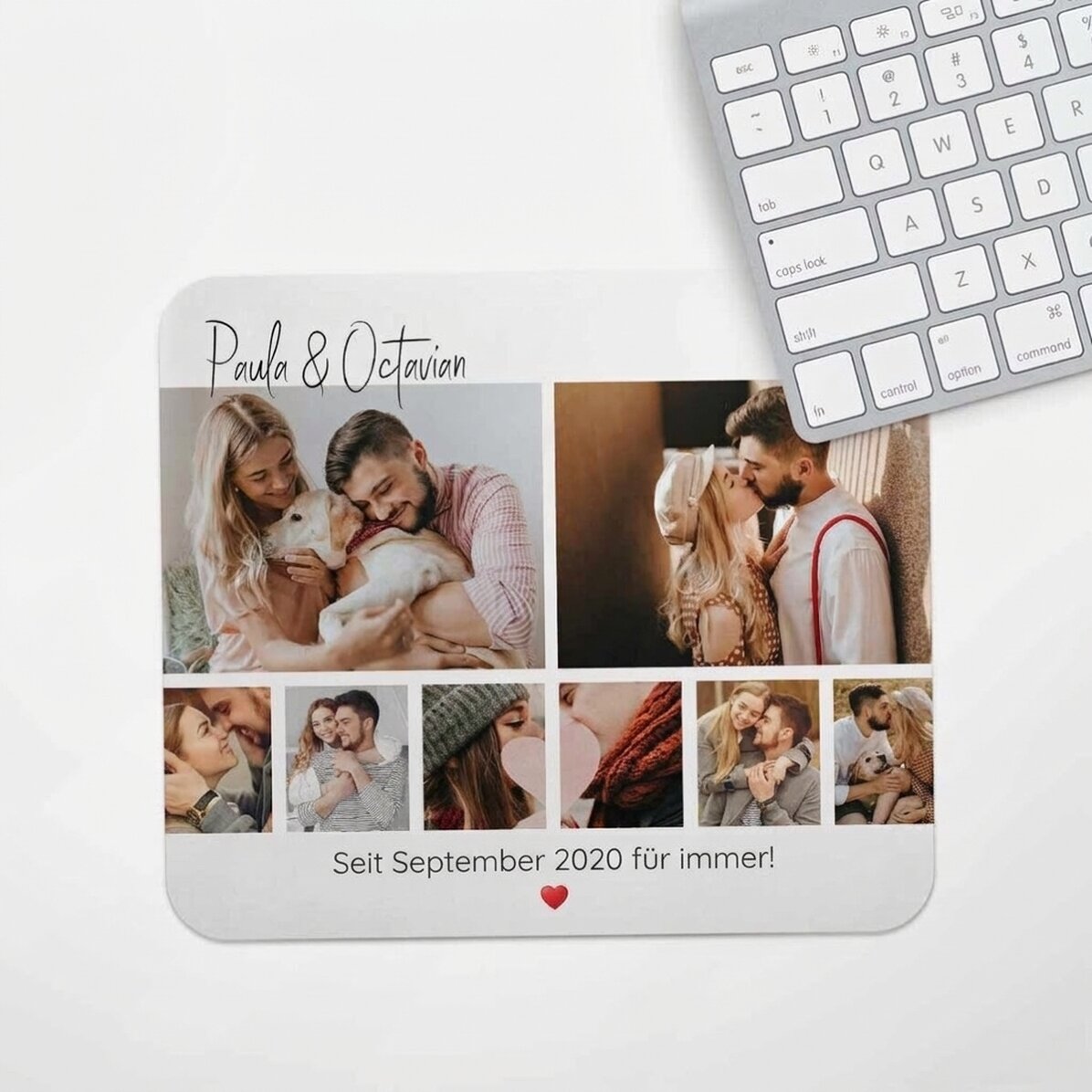 Individuell gestaltetes Mauspad mit 8 Fotos und Text – For you