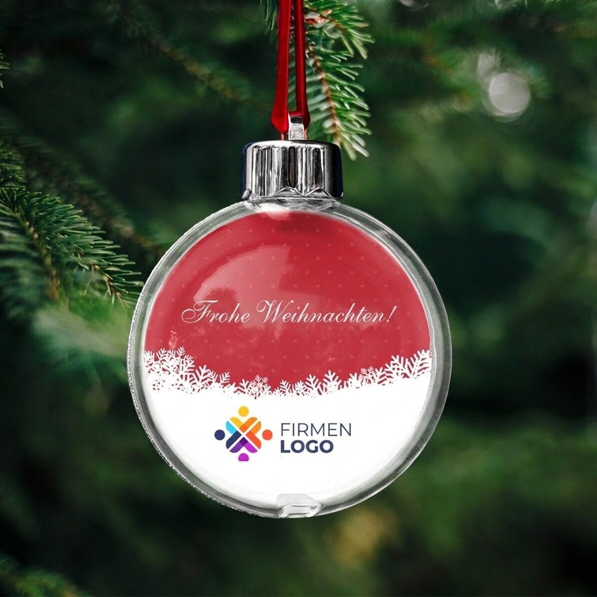 Personalisierte Kugel mit Logo und Botschaft – Weihnachtszauber