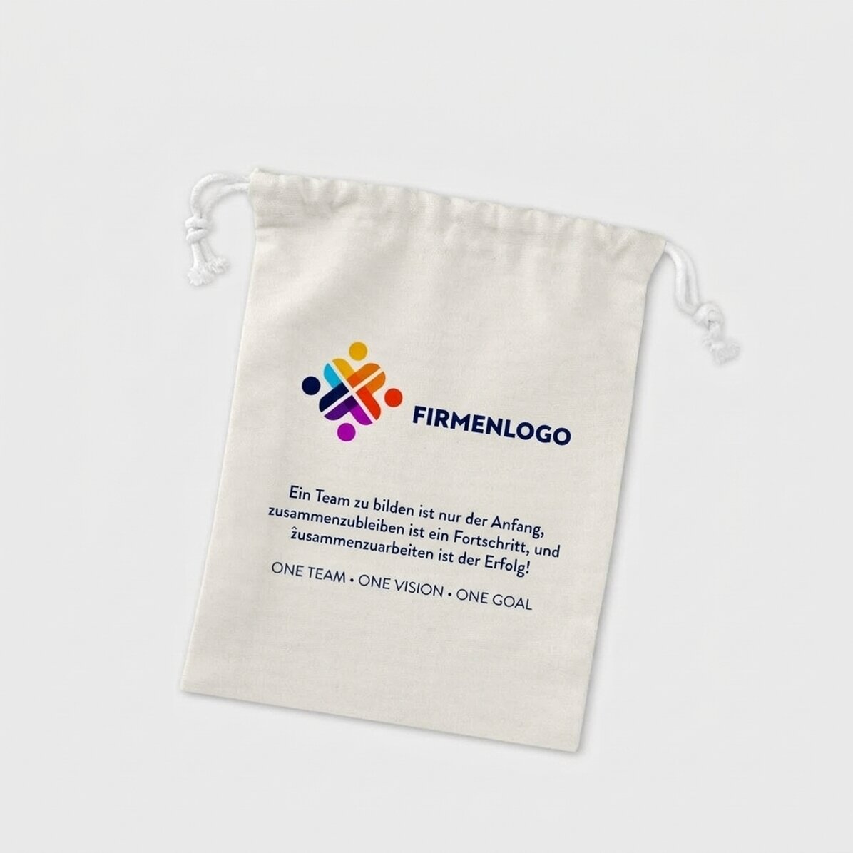 Kleiner Geschenksack, individuell gestaltet mit Logo und Botschaft