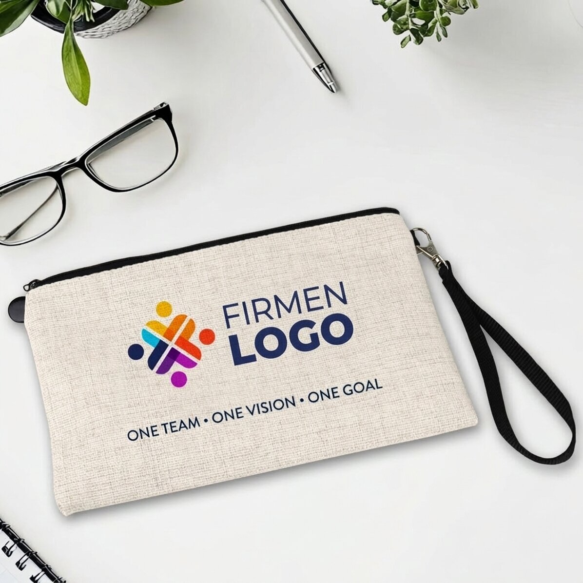 Personalisierte Accessoire-Tasche mit Logo und Text