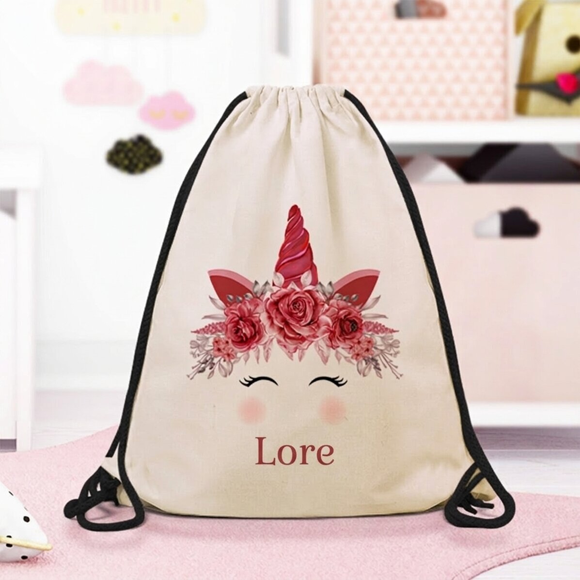 Personalisierter Rucksack mit Aufdruck – Einhorn