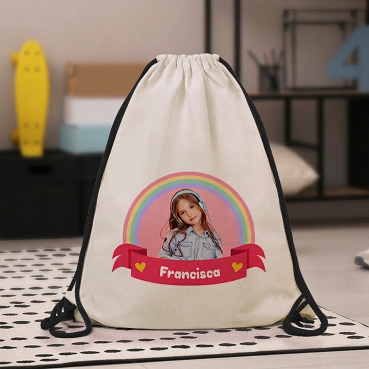 Personalisierter Rucksack mit Foto und Namen – Rainbow