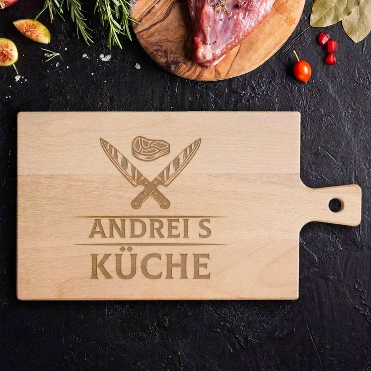 Individuell angefertigtes Schneidebrett – Messer