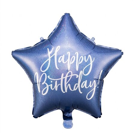 Luftballon – blauer Stern „Happy Birthday“