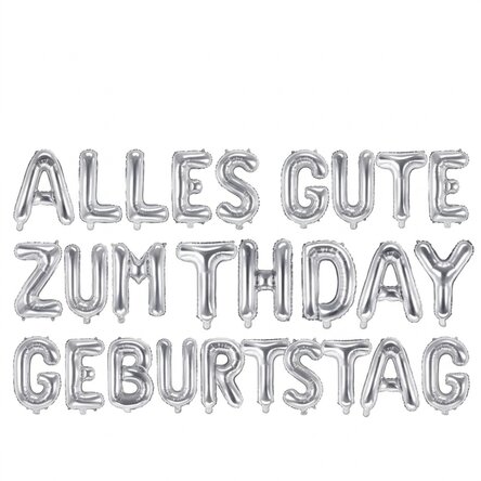 Ballon-Set – „Happy Birthday“ in Silber