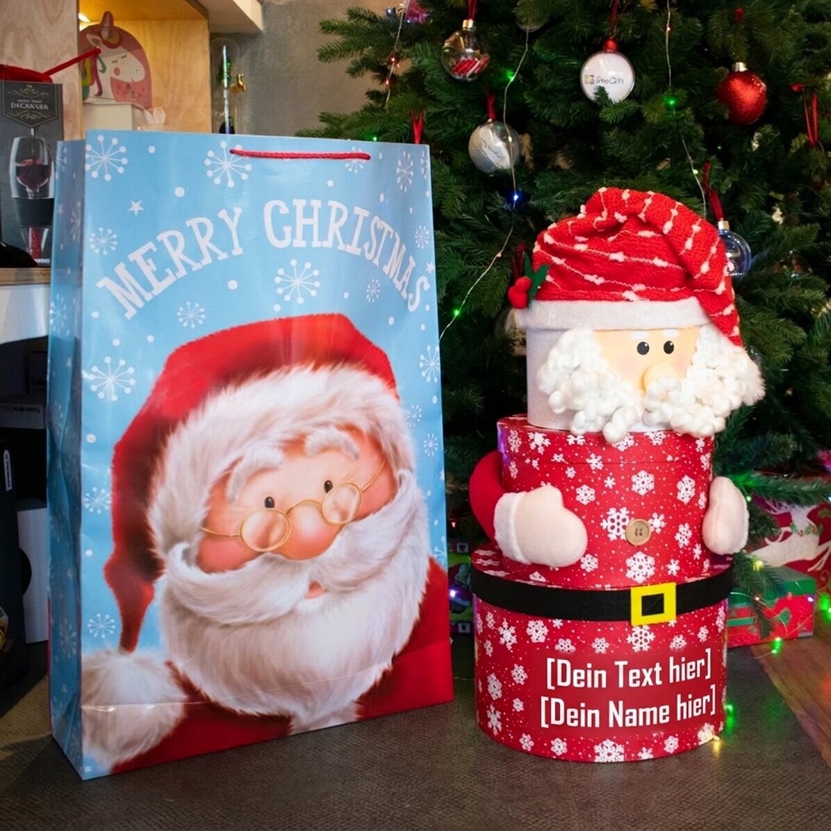 Jumbo-Geschenktüte – Motiv „Merry Christmas Santa“