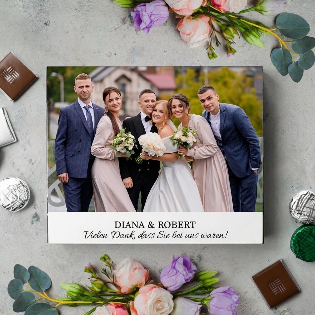Personalisierte Pralinenschachtel mit Foto und Text