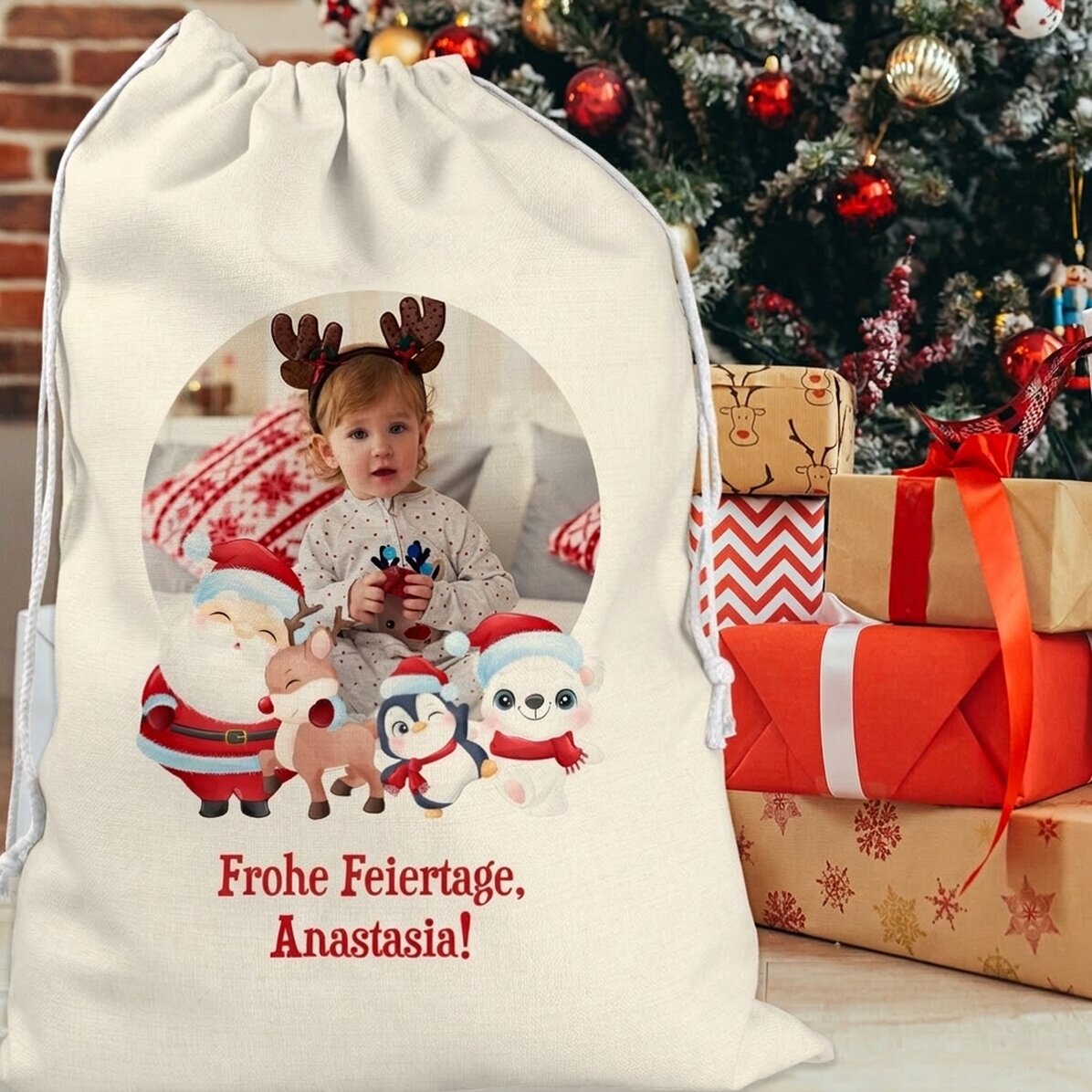 Personalisierte Geschenktüte mit Foto und Text – Merry Christmas
