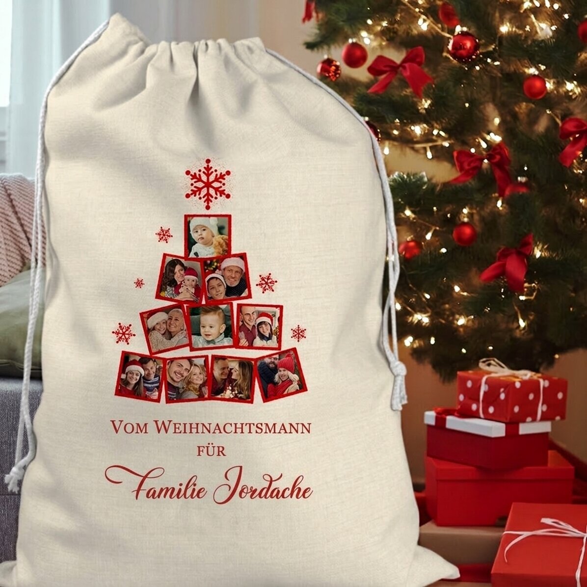 Personalisierte Geschenktüte mit Fotocollage und Botschaft