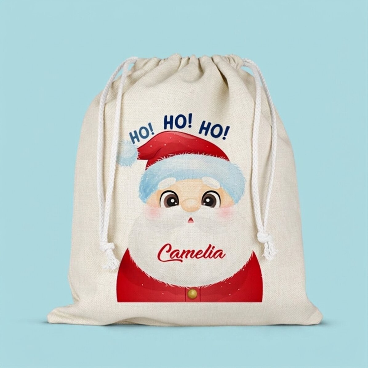 Mittlere Geschenktüte, individuell mit Namen bedruckt – Weihnachtsmann