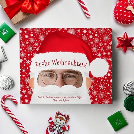 Personalisierte Pralinenschachtel mit Foto und Text – Weihnachtsmann