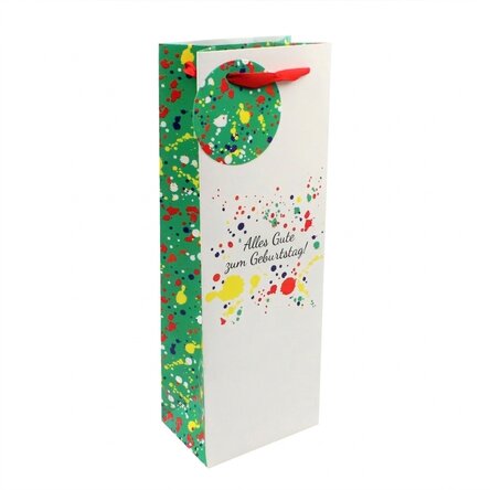 Geschenktüte für Getränke – Modell „Happy Birthday Splash“