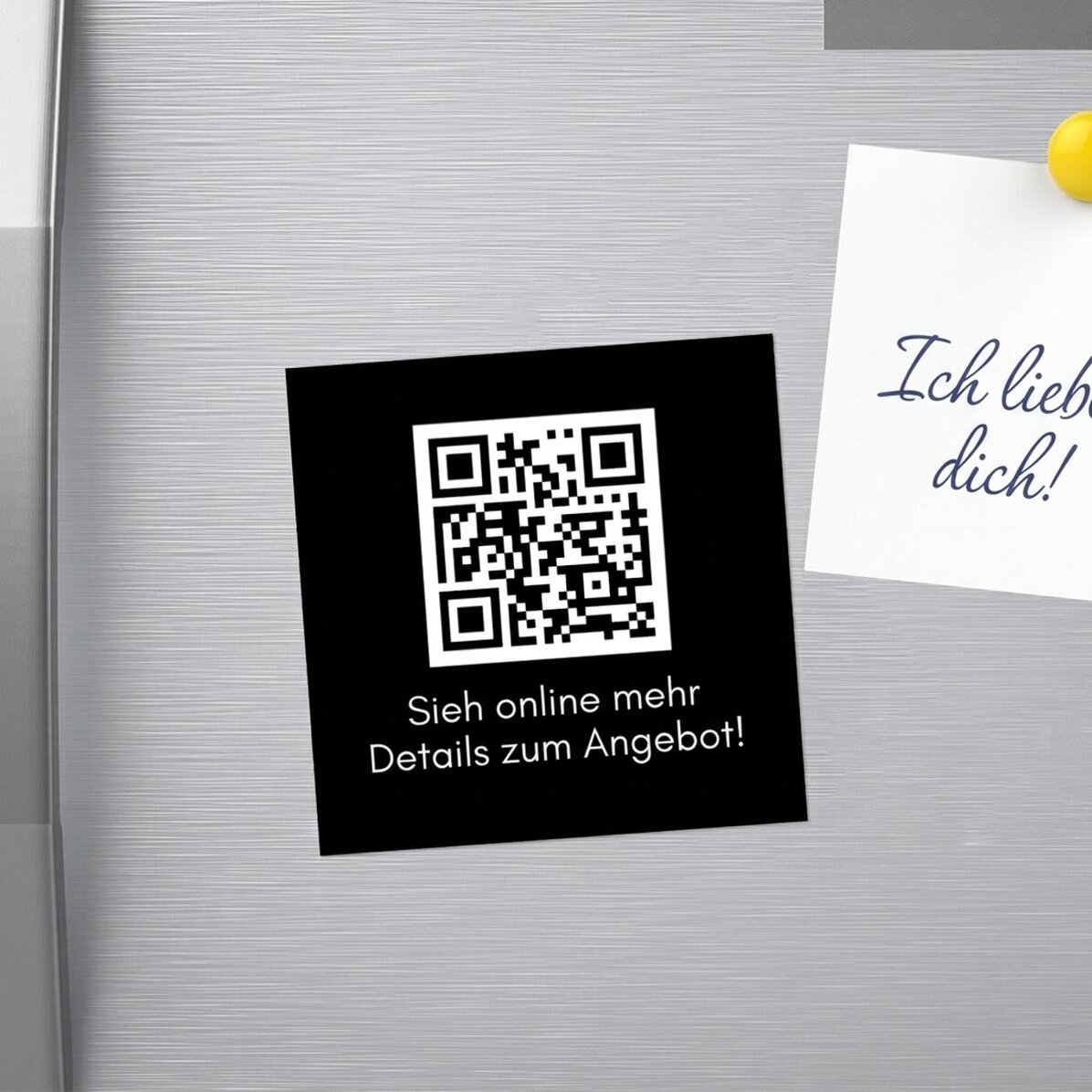 Individuell gestalteter Magnet (10 x 10) mit Text und QR-Code