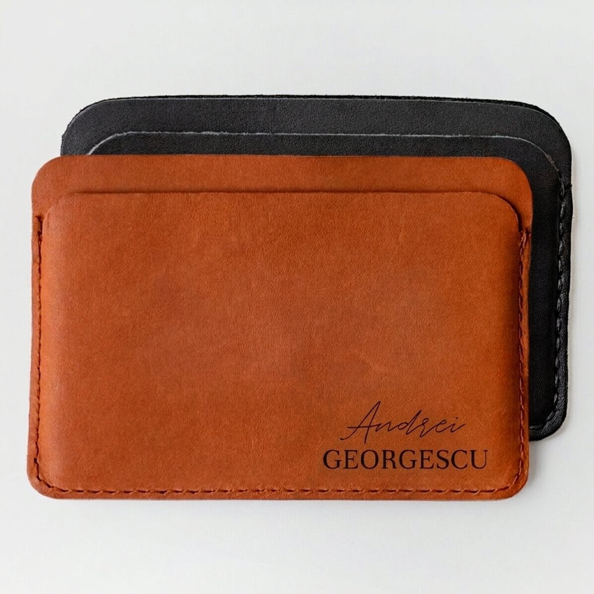 Personalisierte Lederbrieftasche mit 2 Namen