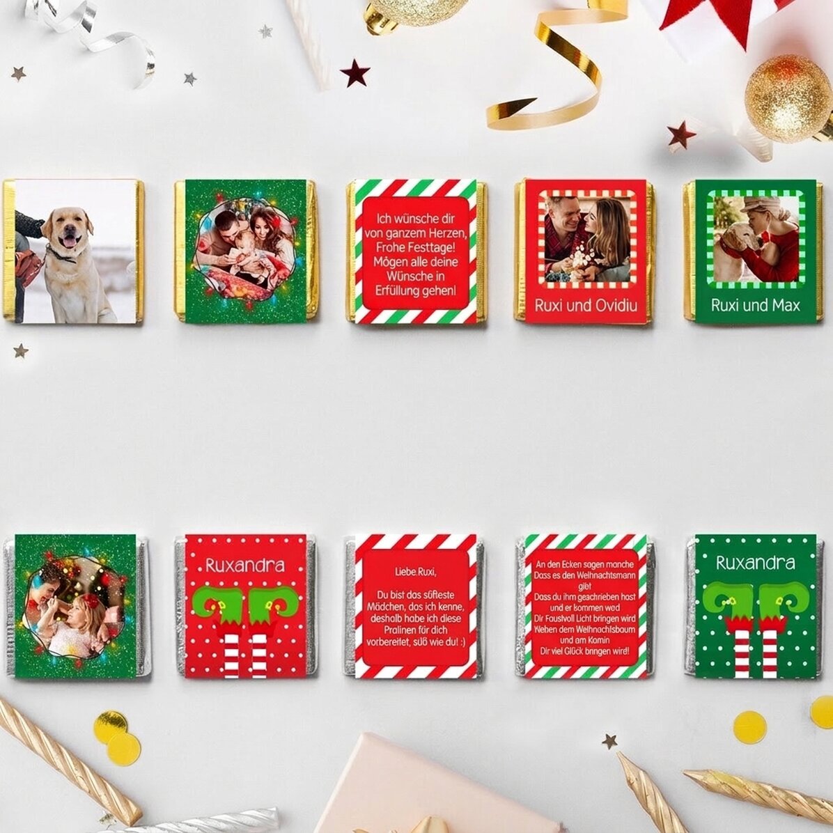 10er-Set personalisierte Mini-Pralinen – Weihnachtsstimmung