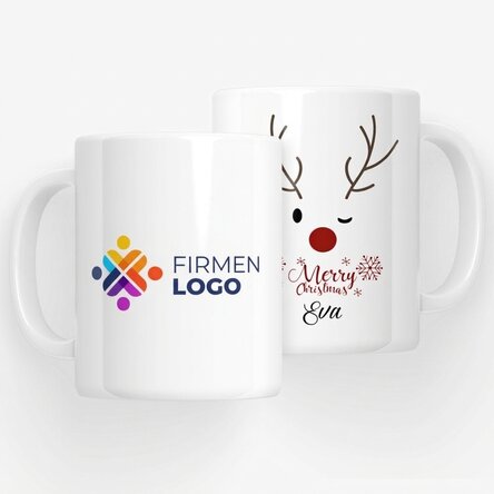 Personalisierte Tasse mit Logo – Reindeer