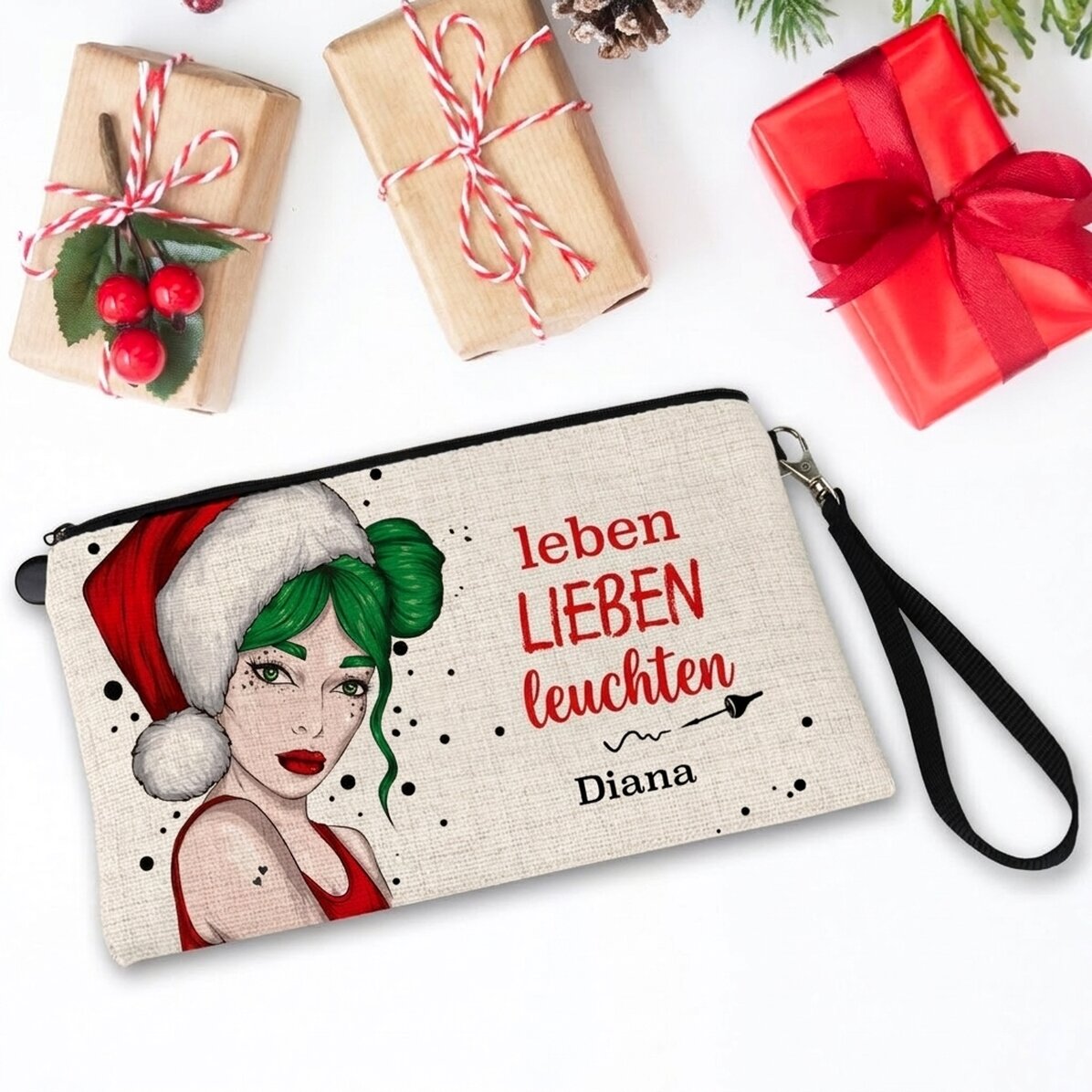 Individuell gestaltetes Make-up-Set mit dem Schriftzug „Live Love Glow“