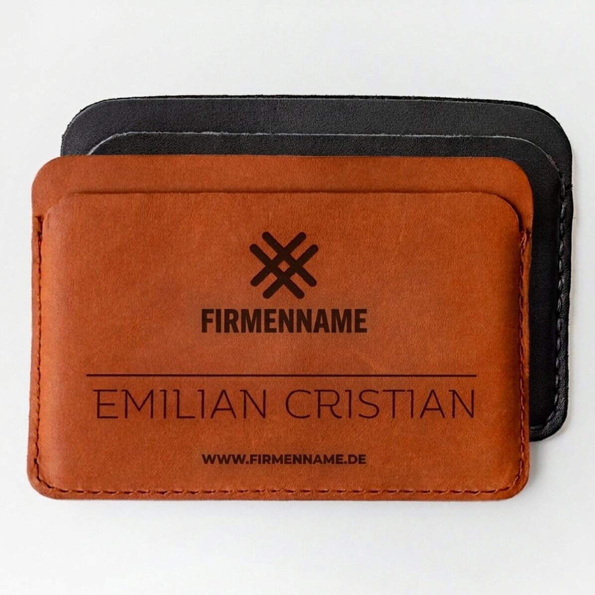 Personalisierte Lederbrieftasche mit Logo und Namen
