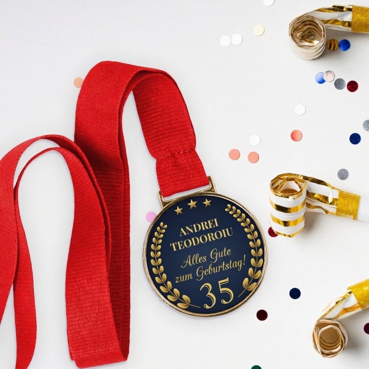 Personalisierte Medaille mit Text – Jubiläum