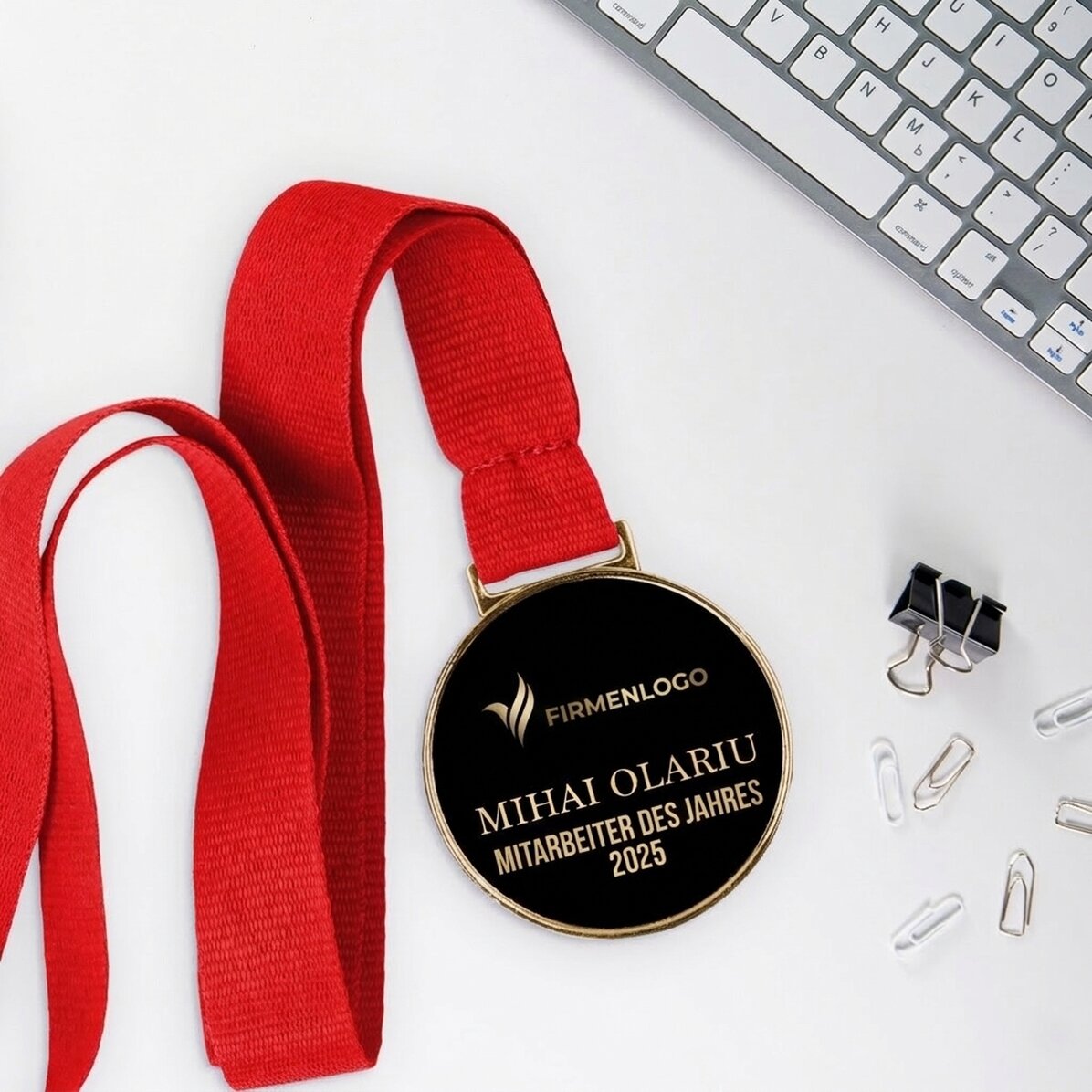 Personalisierte Medaille mit Logo und Text
