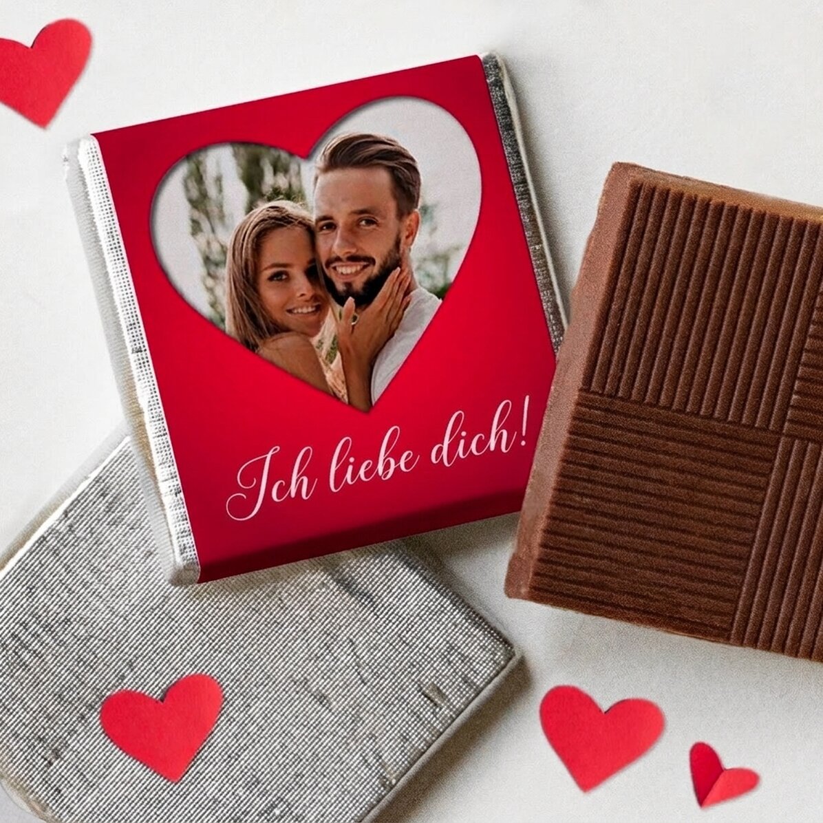 Personalisierte Mini-Schokolade mit Foto und Text – Herz